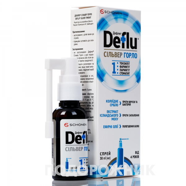 Дефлю сільвер лосьйон-спрей для горла у флаконі, 30 мл: інструкція ...