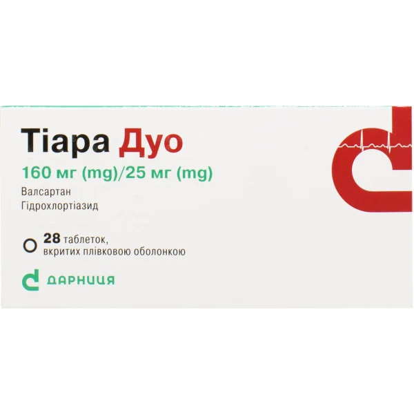 Тиара Дуо таблетки по 160 мг/25 мг, 28 шт.