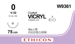 Vicryl (Вікрил) 0 колюча-ріжуча Tapercut 31 мм, 1/2 кола, довжина 75 см, 1 шт.