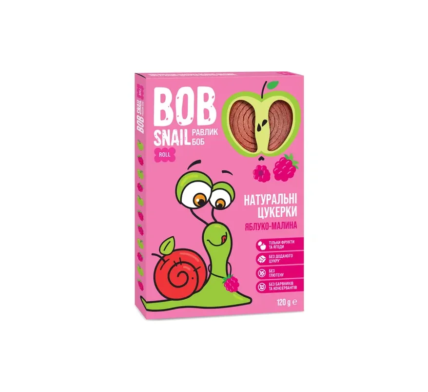 Фруктові цукерки Bob Snail (Равлик Боб) яблуко-малина, 120 г