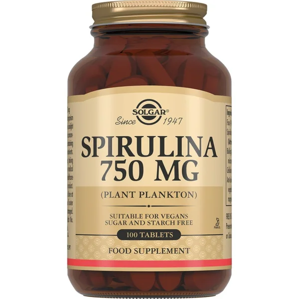 Солгар Спіруліна капсули 750 мг, 80 шт.