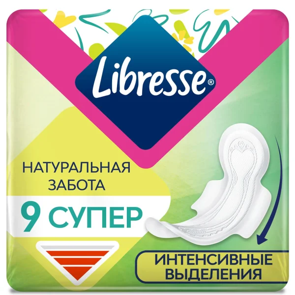 Прокладки гигиенические женские Libresse Natural Care Ultra Super (Либрес Нейчерал Кеа Ультра Супер) , 9 шт.