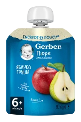 Пюре Гербер (Gerber) яблуко і груша, 90 г (пауч)