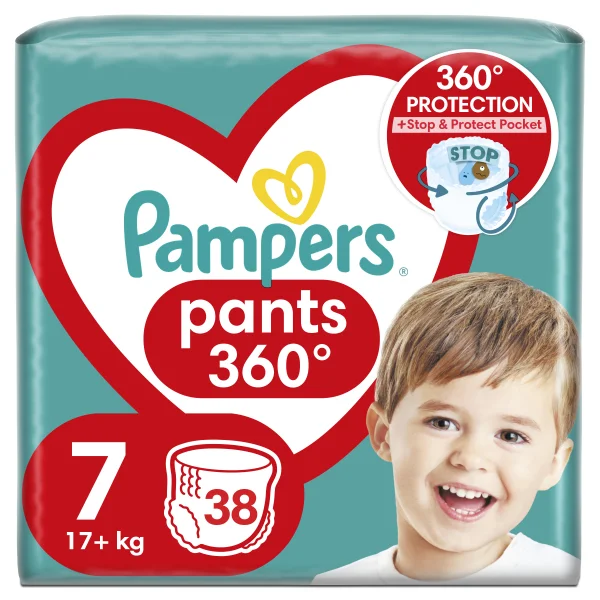 Подгузники-трусики Pampers pants Giant Plus 7 (Памерс пентс Джиант Плюс), 17+ кг, Jumbo Pack, 38 шт.