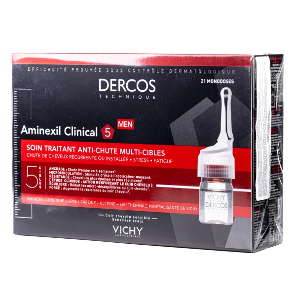 Засіб для волосся Vichy (Віши) Dercos Aminexil Clinical 5 проти випадання волосся для чоловіків в ампулах по 6 мл, 21 шт.