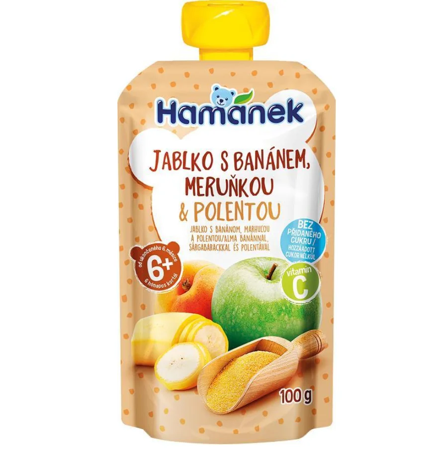 Пюре Hamanek (Хаманек) з яблуком бананом та абрикосом, 100 г