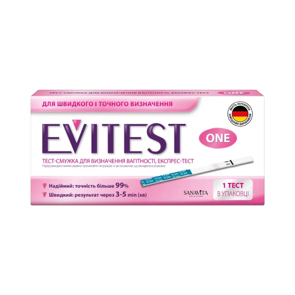 Тест для визначення вагітності Evitest (Евітест) червоний, 1 шт.