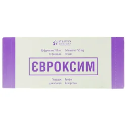 Євроксим порошок для ін'єкцій по 750 мг у флаконі, 10 шт.