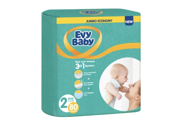 Подгузники Evy Baby (Эви Бэби) 2 (3-6 кг), 80 шт.