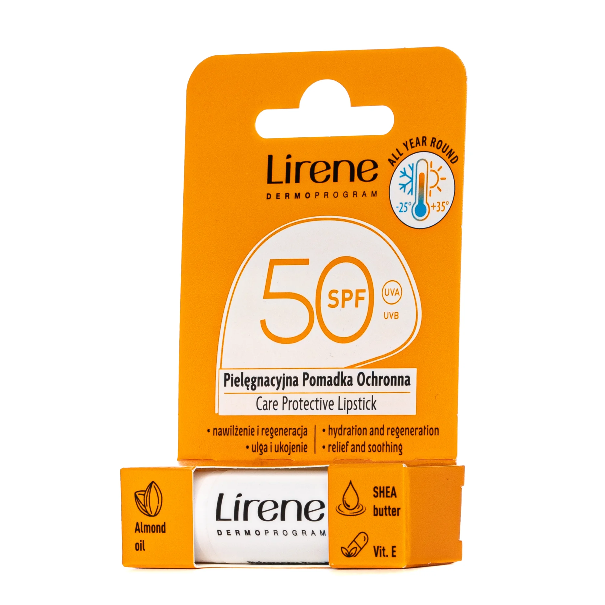 Бальзам для губ Lirene (Лірене) захисний та зволожуючий SPF50, 4,3 мл