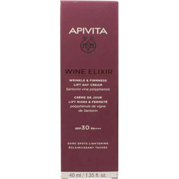 Крем-ліфтинг для обличчя Apivita Wine Elixir (Апивита Вайн Еліксір) для боротьби зі зморшками та підвищенням пружності шкіри, денний, 40 мл