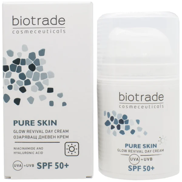Крем для лица BIOTRADE Pure Skin (Биотрейд Пур скин) ревитализирующий дневной против первых признаков старения SPF 50+, 50 мл