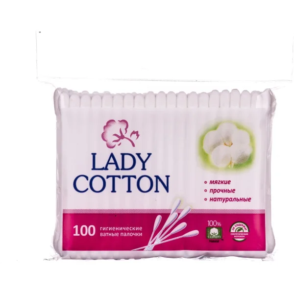 Ватные палочки Lady Cotton (Леди Котон) в пакете, 100 шт.