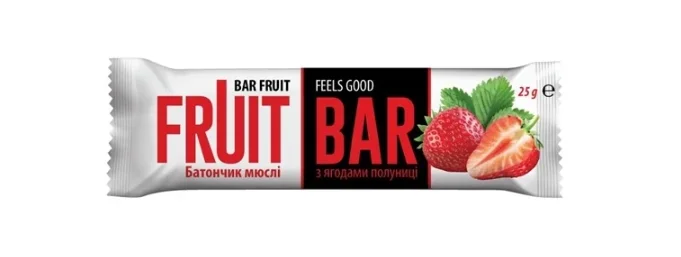 Батончик-мюслі Fruit Bar (Фрут Бар) зі смаком полуниці, 25 г