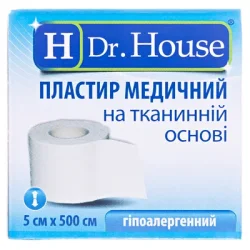 Пластир Доктор Хаус (Dr. House) на тканній основі 5 см х 500 см, 1 шт.