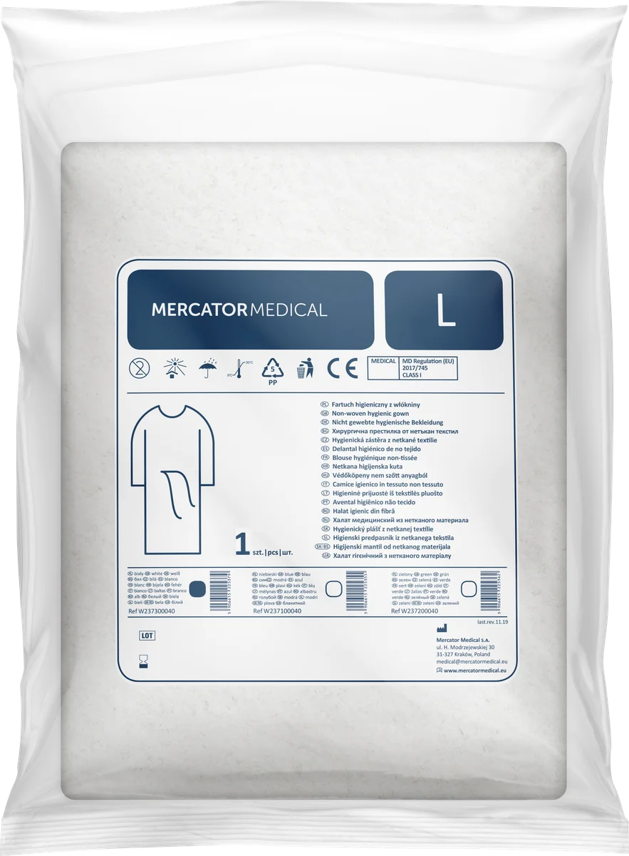 Халат гігієнічний Mercator Medical нетканий, розмір L, 1 шт.