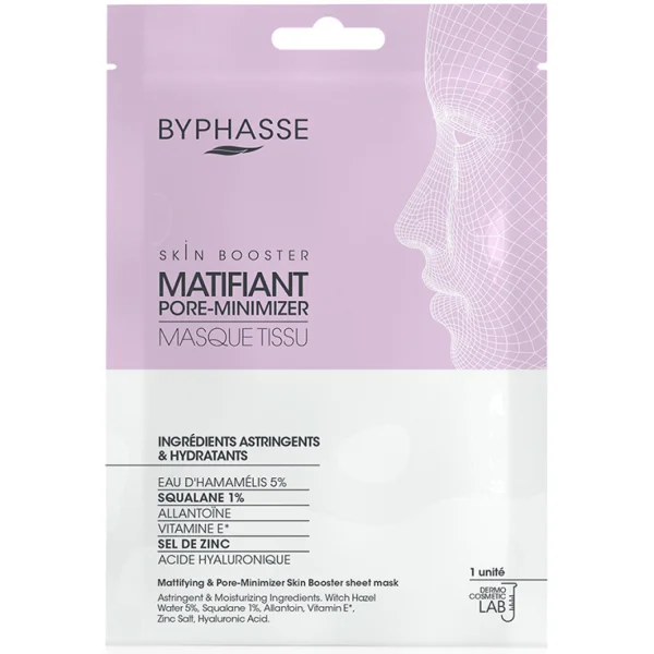 Маска-бустер для обличчя Byphasse (Біфаз) тканинна для звуження пор та матовості шкіри обличчя, 18 мл