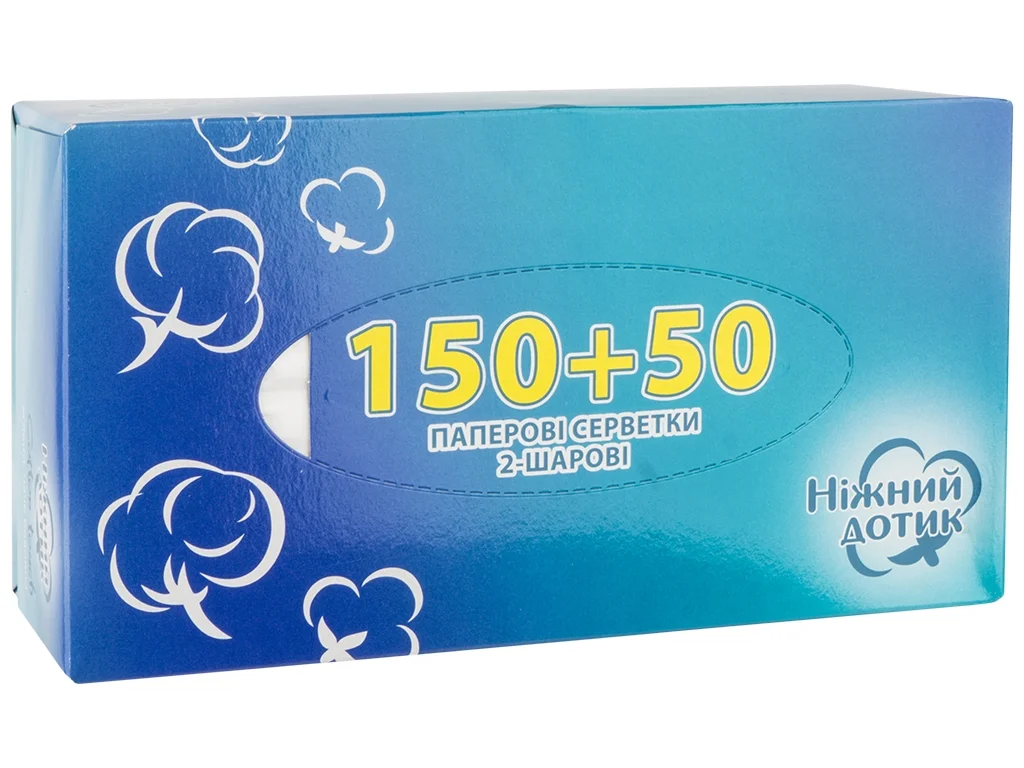 Серветки паперові Ніжний дотик, 150+50 шт.