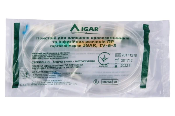 Система для вливання кровозамінників та інфузійних розчинів Igar IV-6-3, 1 шт.