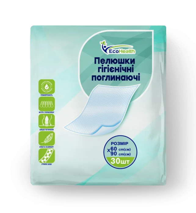 Пелюшки Ecohealth (Екохелс) гігієнічні поглинаючі, 60см х 90см, 30 шт.