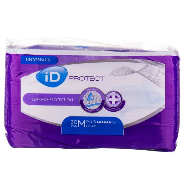 Одноразові гігієнічні вбирні пелюшки іD Protect Plus (Айді Протект Плюс) 60х60 см, 30 шт.