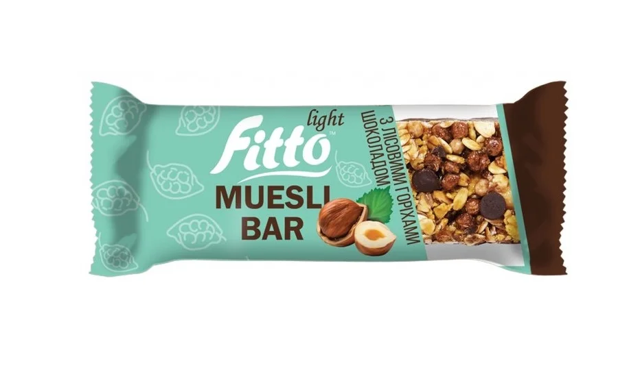 Батончик мюслі Fitto Light (Фіто лайт) з фундуком та шоколадом, 25 г