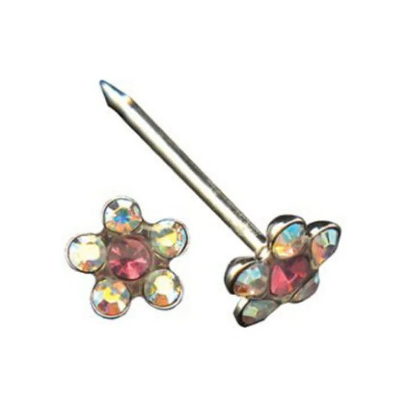 Сережки Inverness (Інтернес) Flower Crystal/Rosa 5 мм Тітанум IN120st, 1 пара