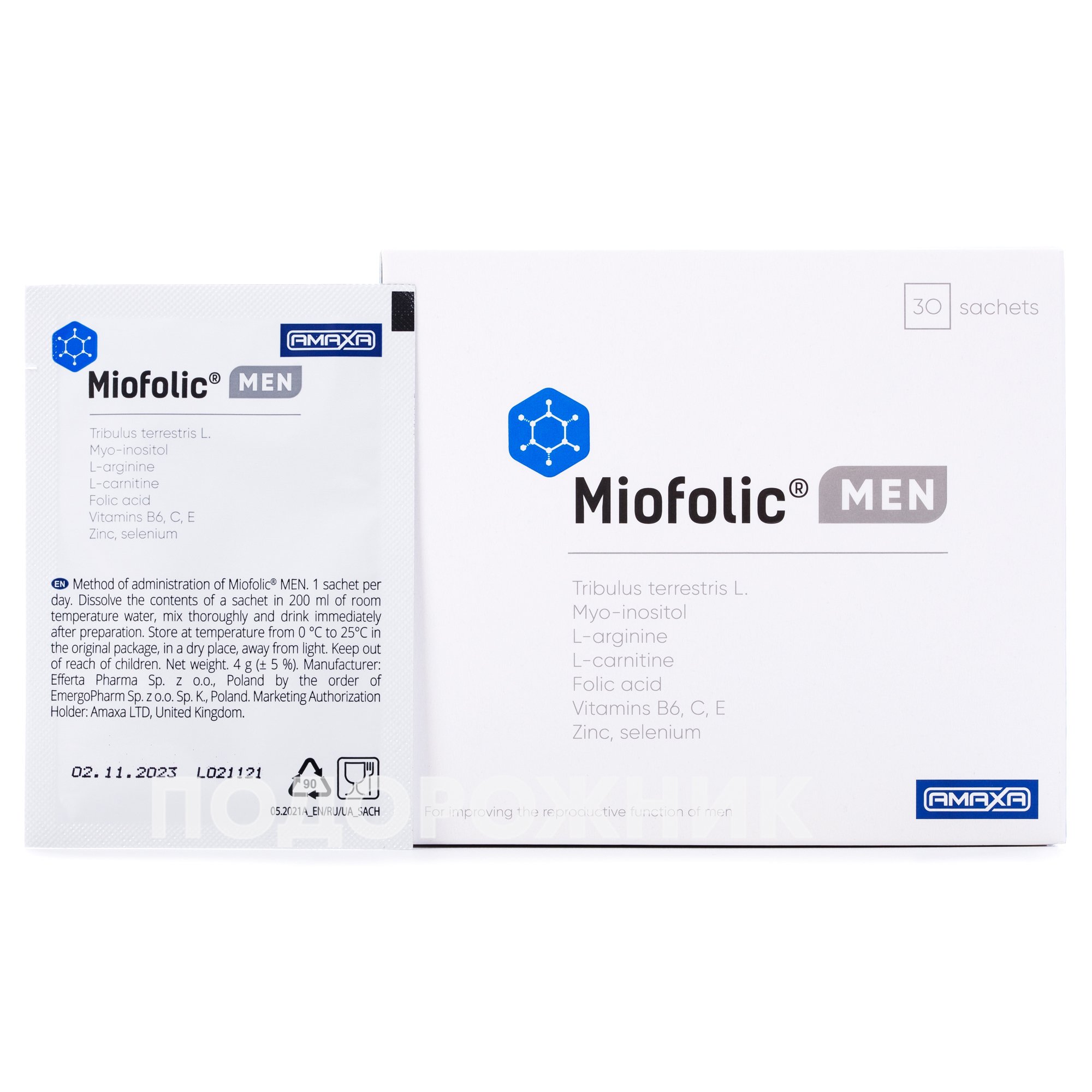 Miofolic Men (Міофолік Мен) дієтична добавка в саше по 4 г, 30 шт ...