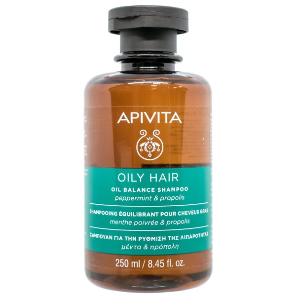 Шампунь Апивита (Apivita) балансирующий для жирных волос, 250 мл.