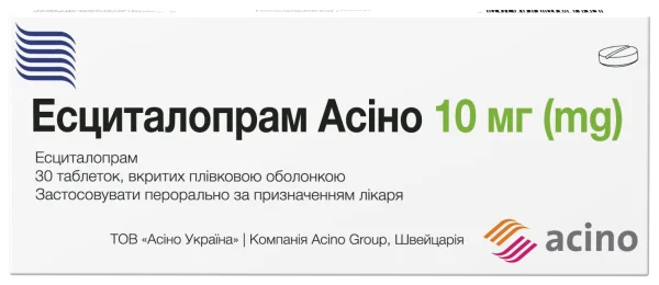 Есциталопрам Асіно табл. п/о 10мг №30