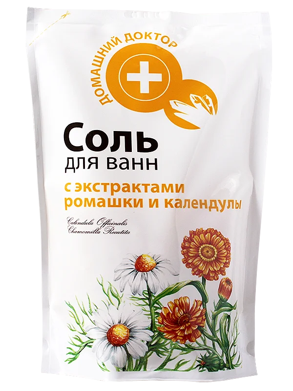 Cіль для ванн Домашній Доктор з ромашкою і календулою дой-пак, 500 г
