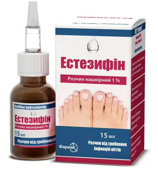 Эстезифин накожный раствор против грибковых инфекций ногтей 1%, 15 мл