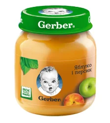 Фруктове пюре Гербер (Gerber) яблуко/персик, 130 г