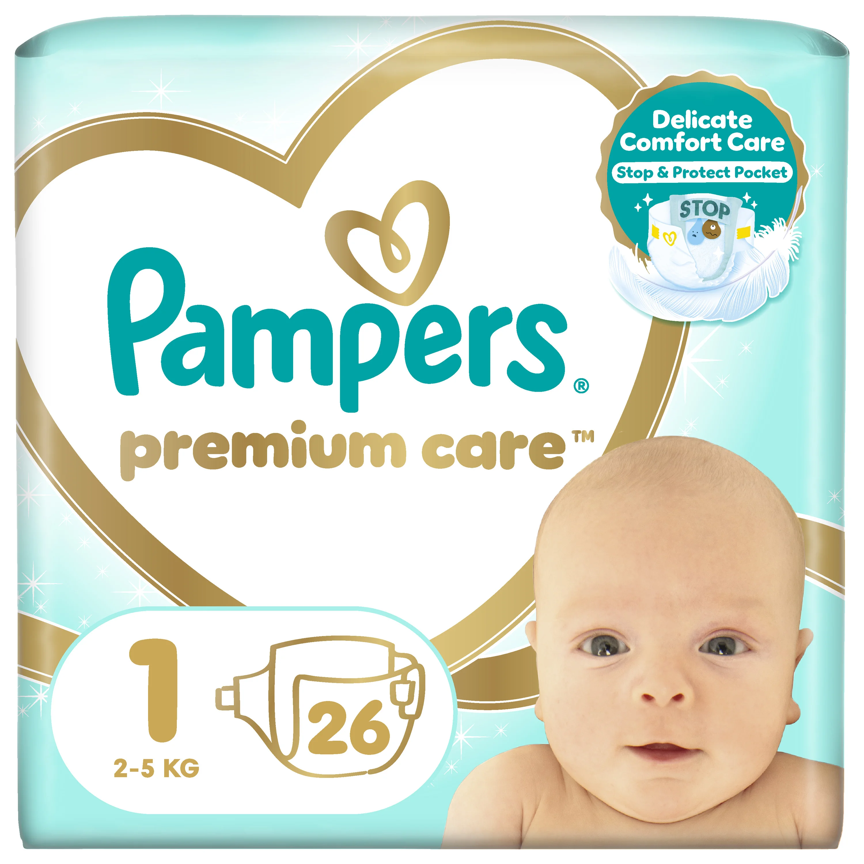 Підгузники Pampers Premium Care New Born (Памперс Преміум Нюборн) 1 (2-5 кг), 26 шт.