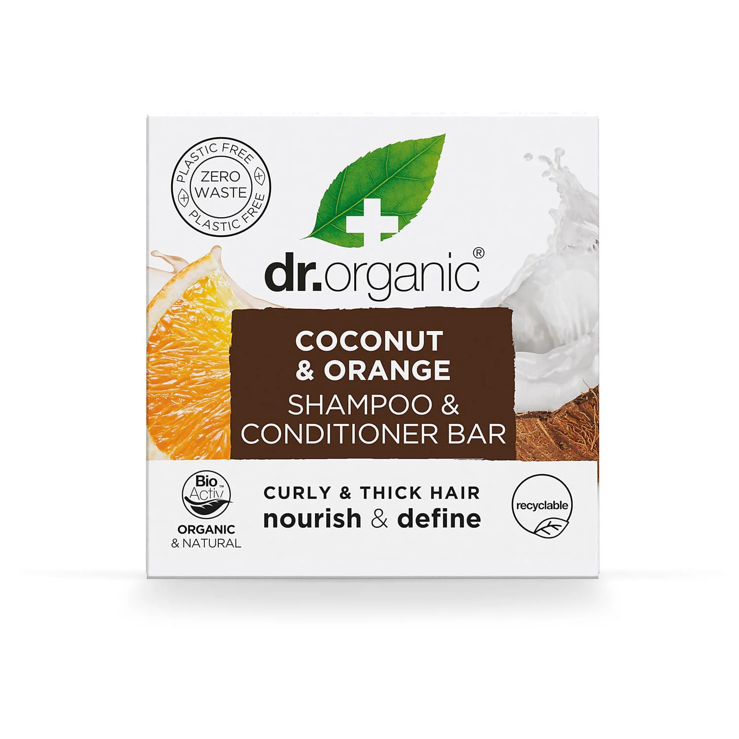 Шампунь-бальзам-кондиціонер твердий для волосся Dr. Organic (Др.Органік) з кокосовою олією та екстрактом солодкого апельсину, 75 г
