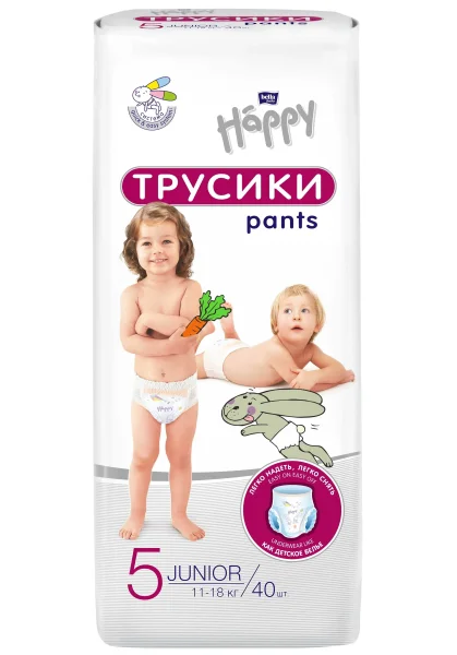 Подгузники-трусики для детей BELLA (Белла) Happy Baby Junior 5 (Хэппи Бэби Джуниор) от 11 до 18 кг, 40 шт.