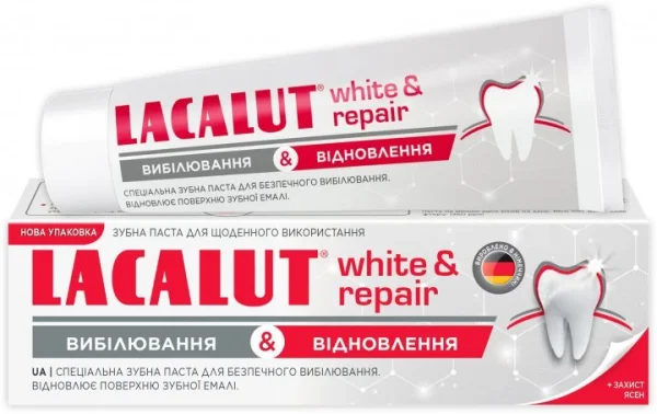 Зубная паста Лакалут (Lacalut) отбеливание и восстановление, 75 мл