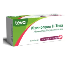 Лизиноприл Н-Тева таблетки 10/12,5 мг, 30 шт.
