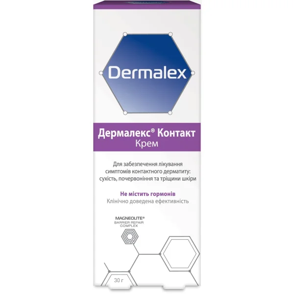 Крем для шкіри Dermalex (Дермалекс) Контакт для лікування симптомів контактного дерматиту - сухості, почервоніння та тріщин шкіри, 30 г
