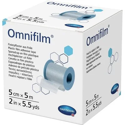 Пластир фіксуючий Omnifilm (Омніфілм) гіпоалергенний плівковий 5 см х 5 м, 1 шт.