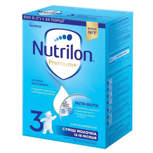Суха молочна суміш Нутрілон Преміум+ 3 (Nutrilon Premium+ 3), 600 г
