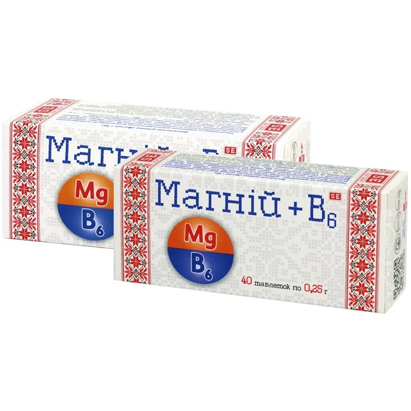 Магній+В6 таблетки по 0,25 г, 40 шт.