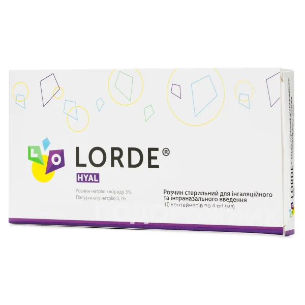 Лорде hyal 3% раствор стерильный для ингаляционного и интраназального введения, в полимерных контейнерах по 4 мл, 10 шт.