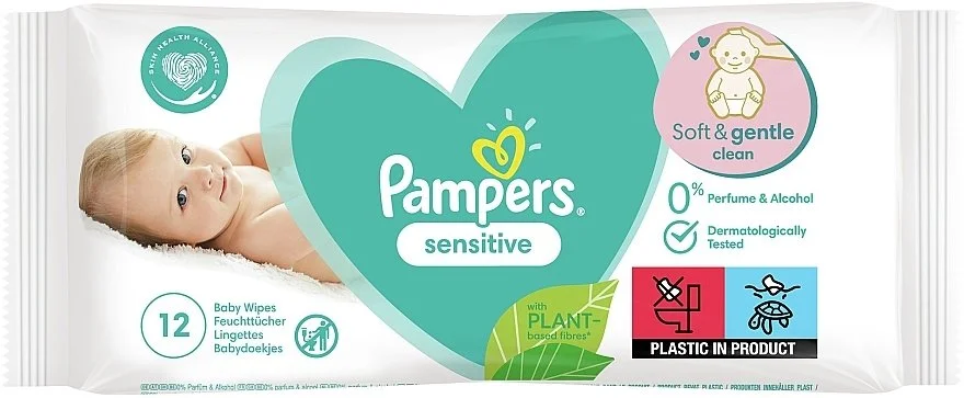 Серветки вологі Pampers New Baby Sensitive (Памперс Нью Бейбі Сенситів), 12 шт.