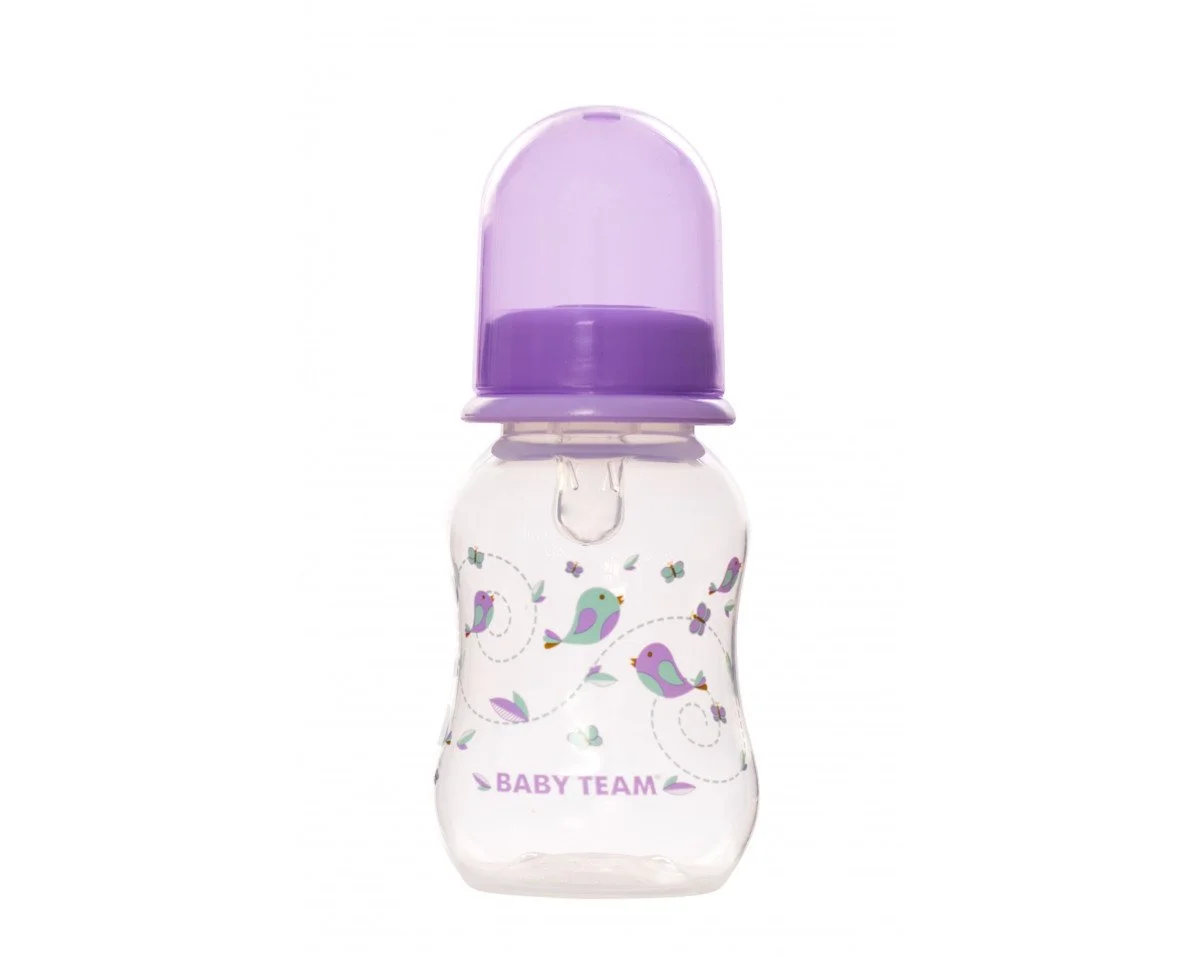 Пляшечка для годування Бебі Тім (Baby team) з талією і силіконовою соскою, 125 мл, 1 шт.