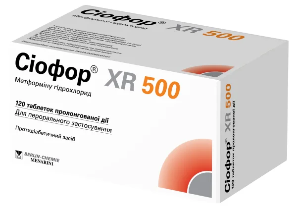 Сіофор XR таблетки по 500 мг, 120 шт.