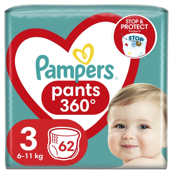 Подгузники-трусики для детей Памперс Пантс Миди (Pampers Pants Midi) 3 от 6 до 11 кг, 62 шт.