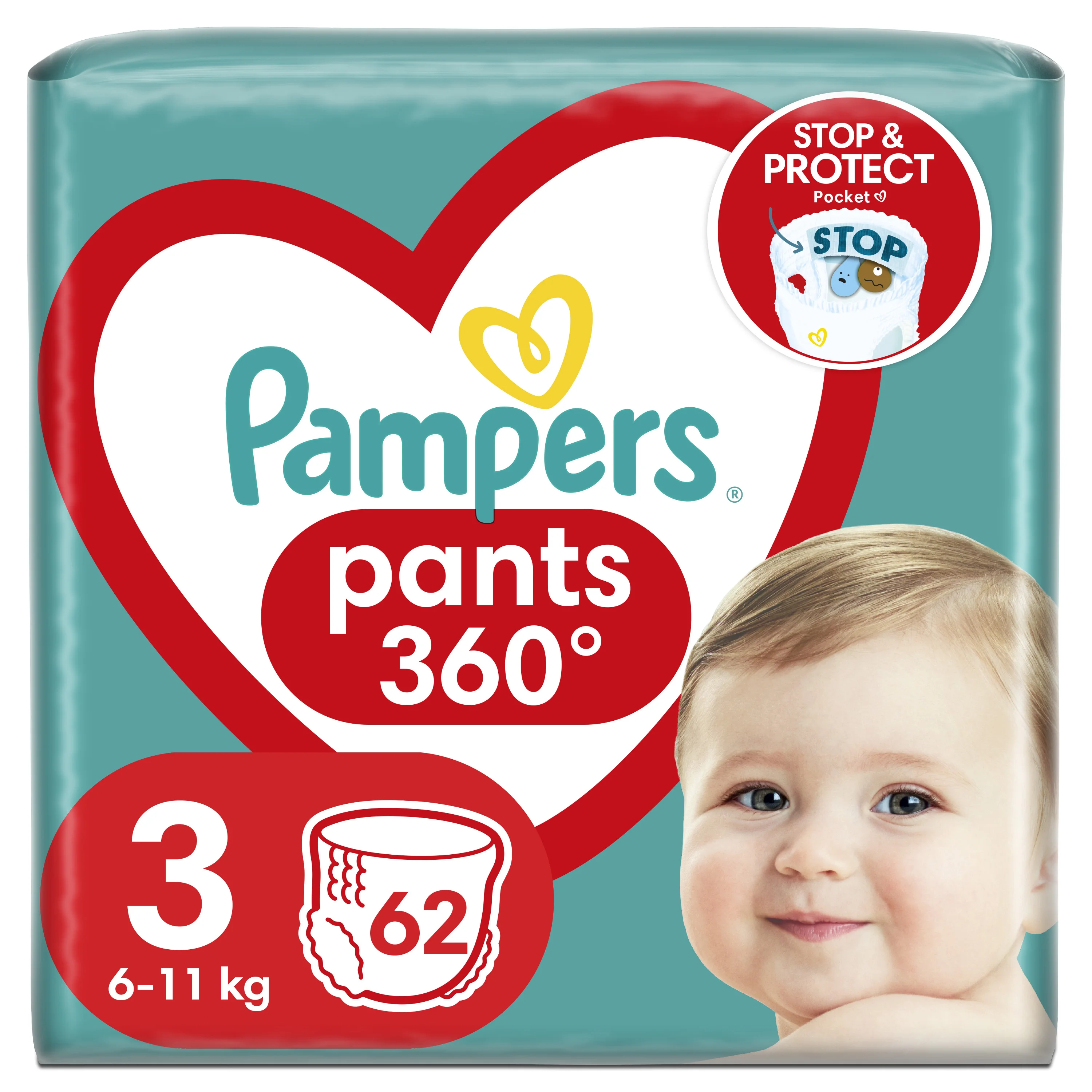 Підгузники-трусики для дітей Памперс Пантс Міді (Pampers Pants Midi) 3 від 6 до 11 кг, 62 шт.