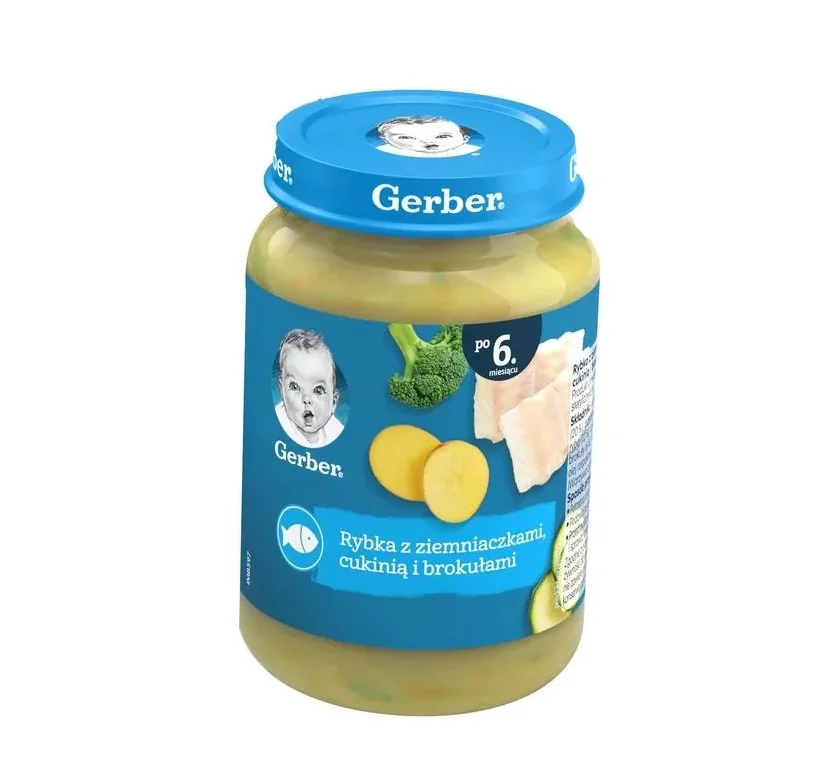 Пюре Gerber (Гербер) №6 риба з картоплею цукіні та броколі від 6 міс, 190 г