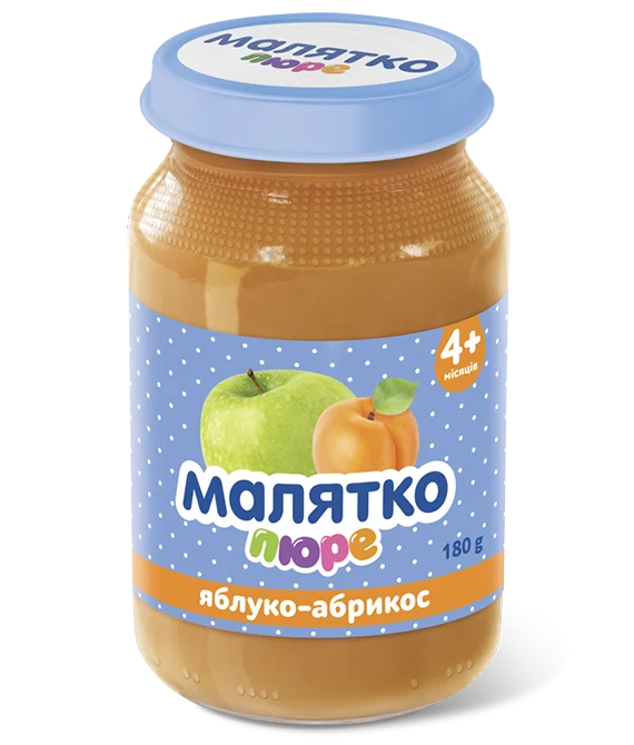 Фруктове пюре Малятко з смаком яблука та абрикосу, 180 г